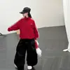 Atuendo del Día Nacional para Niñas: Conjunto de Chaqueta de Béisbol Roja y Pantalones de Trabajo, Moda Infantil 2026 Chaqueta Holgada