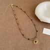 Collar de cuentas de piedra natural apiladas multicapa estilo Maillard, estilo retro, para mujer, con personalidad, combina con todo, cadena de clavícula.