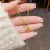 Colar de Trevo Banhado a Ouro Real com Design de Flor de Zircônia, Corrente de Clavícula Única, Acessório Exquisito e Versátil