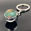 Mapa del Mundo Retro Bola de Cristal de Doble Cara Colgante para Llavero Regalo Pequeño Creativo Colgante de Llavero de Metal