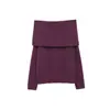 Suéter de Punto de Color Sólido para Mujer, Hombros Descubiertos, Moda Recto, Manga Larga, Invierno Nuevo, Estilo Transfronterizo Europeo y Americano