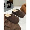 Pantuflas de Algodón Terciopelo de Cordero para Mujer, Zapatos Birkenstock de Cuero Genuino sin Cierre, Pantuflas con Puntera Completa de Cuero