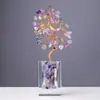 Árbol de la Fortuna de Cristal Natural Árbol de Cristal Rosa Morado Blanco Árbol de la Fortuna Tejido a Mano Decoración para el Hogar Sala de Estar