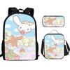 2024 Transfronteiriço Cinnamoroll Cachorro de Orelhas Grandes Cinnamon Dog Mochila Estudante Três Peças Bolsa Escolar Bolsa de Ombro Estojo