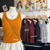 Chaleco Retro Coreano Estilo Hong Kong Otoño e Invierno con Almohadilla en el Pecho, Cuello Halter, Corte Ajustado, Chaleco de Espalda Cruzada Estilo Celebridad Sexy para Mujer