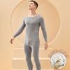 Roupa Íntima Térmica Sem Costura Escovada Masculina Lã Seda Top Forrado com Lã Espessado Outono Manga Comprida Ajuste Slim Conjunto Masculino