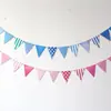 Bandeirola de Polca Vertical Rosa Azul Xadrez Feriado Casamento Aniversário Bandeirola Pendurada Decoração