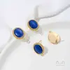 Brincos de Ouro 14K Preenchido Fortes Coloridos que Preservam a Cor com Pedras de Olho de Gato Coloridas Ovais em Formato de Ovo com Argolas Penduradas Acessórios para Brincos DIY Materiais