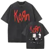 Camiseta Masculina Korn Ftl 25 Follow the Leader Estampada Frente e Verso Rock Gothic Casual Oversized Masculina