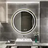 Marco de aleación de aluminio Espejo con luz LED Lavabo Montado en la pared Espejo redondo Baño Espejo inteligente Espejo de baño