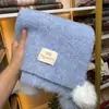 Cachecol Tricotado com Pom-Pom Amarelo para Mulheres, Estilo Coreano de Outono e Inverno, Engrossado para Aquecimento e Proteção contra o Frio, Protetor de Pescoço, Cachecol Versátil