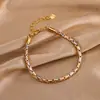 Pulseira Fashion Feminina Cobre Banhado a Ouro Temperamento Retrô Atacado Design de Nicho Conjunto de Corrente Cubana Banhada a Ouro