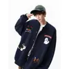 Cárdigan bordado de comercio exterior para mujer, primavera, otoño, chaqueta de pareja americana de alta gama, clenafit, estilo perezoso, chaqueta, sudadera, hombre