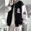 Chaqueta de béisbol para hombre, estilo primavera y otoño, con bloques de color, corte holgado, abrigo de estudiante moderno, top casual americano, chaqueta para pareja