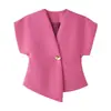 Fabricantes Mayoristas de Ropa para Mujer Transfronteriza 2026 Aliexpress Moda Más Vendida Camisa de Manga Corta con Botón Único Ceñidor de Cintura