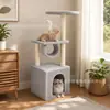 Estrutura de escalada para gatos direto da fábrica, árvore de gato de quatro andares em veludo com túnel para gatos, postes totalmente resistentes a arranhões com corda de cânhamo, personalização OEM