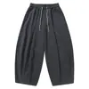 Sida Lai Te Calças Casuais Retro Japonesas Novas Masculinas Primavera Outono Largas Casuais Longas Cor Sólida Casal Calças de Perna Larga