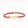 Pulsera de 26 Letras con Forma de Corazón de Venta Caliente Transfronteriza con Cuentas de Cobre Chapado en Oro, Ensartado a Mano, Cuerda Roja, Negra, Rosa, Forma de Corazón, Multicolor, en Stock