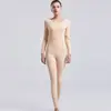Traje de ropa interior térmica de terciopelo sin costuras para mujer con forro polar engrosado para primavera, otoño e invierno, mallas largas cepilladas talla grande