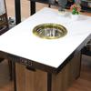 Mesa para fondue com placa de rocha, mesa redonda elétrica grande, fogão de indução comercial integrado, mesa para fondue pequena sem fumaça, combinação de mesa