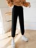 Calça moletom casual de chenille calça esportiva feminina outono e inverno solta com forro de fleece amarrada no tornozelo calça harém emagrecedora calça cenoura vovó