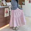 Falda de pastel Primavera Nueva Ropa exterior para mujer Cintura alta Aspecto adelgazante Falda de línea A drapeada Versátil de longitud media Dulce