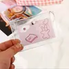 En Stock Linda Cartera para Monedas Láser Femenina Portatarjetas Transparente de PVC Mini Estuche para Tarjetas con Cierre Bolsita de Almacenamiento Pinza para Lonchera Tarjeta