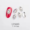 Arte de uñas transfronterizo, joyería de diamantes, pegatinas de aleación japonesas para uñas, K9, corazón puntiagudo, decoración tridimensional de uñas de cristal superbrillante.