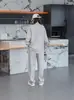 Conjunto Casual Deportivo Primavera/Verano 2026 para Hombre, Chaqueta Cardigan de Punto de Alta Gama con Cuello en V y Pantalones Rectos Conjunto de Dos Piezas