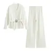 Conjunto de tricô com cinto, moda casual estilo preguiçoso, best-seller do AliExpress, vestuário feminino europeu e americano transfronteiriço