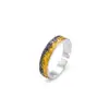 Anillo Retro "Shang" Plateado en Plata y Amarillo, Diseño de Anillo de Nicho de Lujo Ligero, Venta Directa de Fábrica de Gama Alta