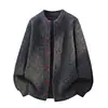 Otoño Invierno 2026 Nuevo Suéter Cardigan de Punto Grueso Color Sólido Cuello Redondo Estilo Perezoso Abrigo Talla Grande Moda Casual