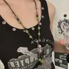 Collar de Cerámica Estilo Étnico Retro para Mujer, Cadena Sencilla para Clavícula, Colgante Rojo Versátil, Joyería de Collar Largo para Clavícula