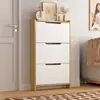 Novo armário de sapatos flip-door de três e quatro camadas ultrafino para uso doméstico, armazenamento estreito atrás da porta, simples, prático e esteticamente agradável para a entrada