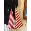 Bolsa de Lona Rayada de Doble Cara Estilo Coreano Estilo Perezoso para Mujer de Gran Capacidad Bolso de Hombro Tipo Tote para Viajes al Trabajo Bolsa de Axila para Estudiantes