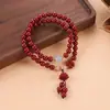 Pulsera de Cinabrio para Mujer Doble Círculo Flor de Loto Colgante Pixiu para Mujer Cuerda de Mano Vintage Sencilla Bolsa de la Fortuna de Cinabrio Regalo de Este Año