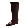 Botas de Punta Francesa de Caña Recta Adelgazantes para Mujer 2026 Otoño/Invierno Nueva Llegada Rojo Ankara Talla Grande Botas Largas Botas de Tacón Grueso