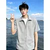 Camiseta Polo de color gris claro liso, moderna y a la moda, de manga corta para hombre, nuevo top holgado de pullover de verano 2026