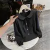 Camisa de manga larga a cuadros con cuello de muñeca retro para mujer, colección otoño 2026, talla grande, adelgazante, corte holgado, rejuvenecedora, top versátil