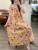 Vestido Largo Casual con Estampado Digital de Flores Estilo Verano Resort Adelgazante con Tirantes Finos para Mujer