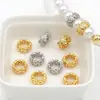 Cuentas Espaciadoras Flor Pequeña con Diamante Chapado en Oro de 18 Quilates Pulsera de Cuentas Hecha a Mano DIY Rueda de Cuentas para Pulsera Accesorios de Zirconia C45