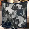 110cm Inverno Seda Falsa Lã Dupla Face Duas Cores Padrão Oito Cavalos Lenço Feminino Grande Quadrado Cachecol Quente para Exterior Atacado