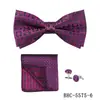 Conjunto de 3 piezas de pajarita, pañuelo de bolsillo y gemelos con estampado Paisley para camisa formal de hombre, pajarita con estampado floral
