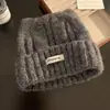 Gorro de Invierno Estilo Coreano con Orejas de Gato, Gorro de Punto Grueso para Cabeza Grande, Gorro Cálido que Adelgaza la Cara, Gorro de Punto Estilo Chanel