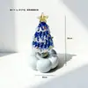 Árvore de Natal de Vidro Giratória Zibo Enfeite de Presente de Natal Decoração de Mesa 6,5cm Árvore Artificial