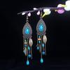 Aretes Turquesa Bohemios Europeos y Americanos Retro Búho Geométricos Atrapasueños Pluma Borla Aretes Mujeres