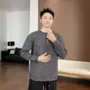 Sudadera de dos piezas con media cremallera y cuello redondo para hombre, para primavera, otoño e invierno, moderna, a la moda, versátil, adelgazante, holgada y casual