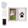 Marco de Fotos de Madera Transfronterizo con Doble Bisagra de 6 y 7 Pulgadas, Set Conmemorativo DIY con Huellas de Patas de Perro y Gato, Soporte de Exhibición