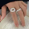 Anillo Redondo Cepillado Mate para Mujer, Diseño Único, Versátil, Moderno, Popular Estilo Nuevo, Anillo Abierto Ajustable, Anillo para Dedo Índice, Tendencia