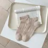 Calcetines Finos de Verano Lindos con Bordado de Oso para Mujer, Calcetines Cortos Nuevos de Malla Transpirables, Calcetines de Algodón Modernos, Calcetines Cortos de Tobillo de Dibujos Animados